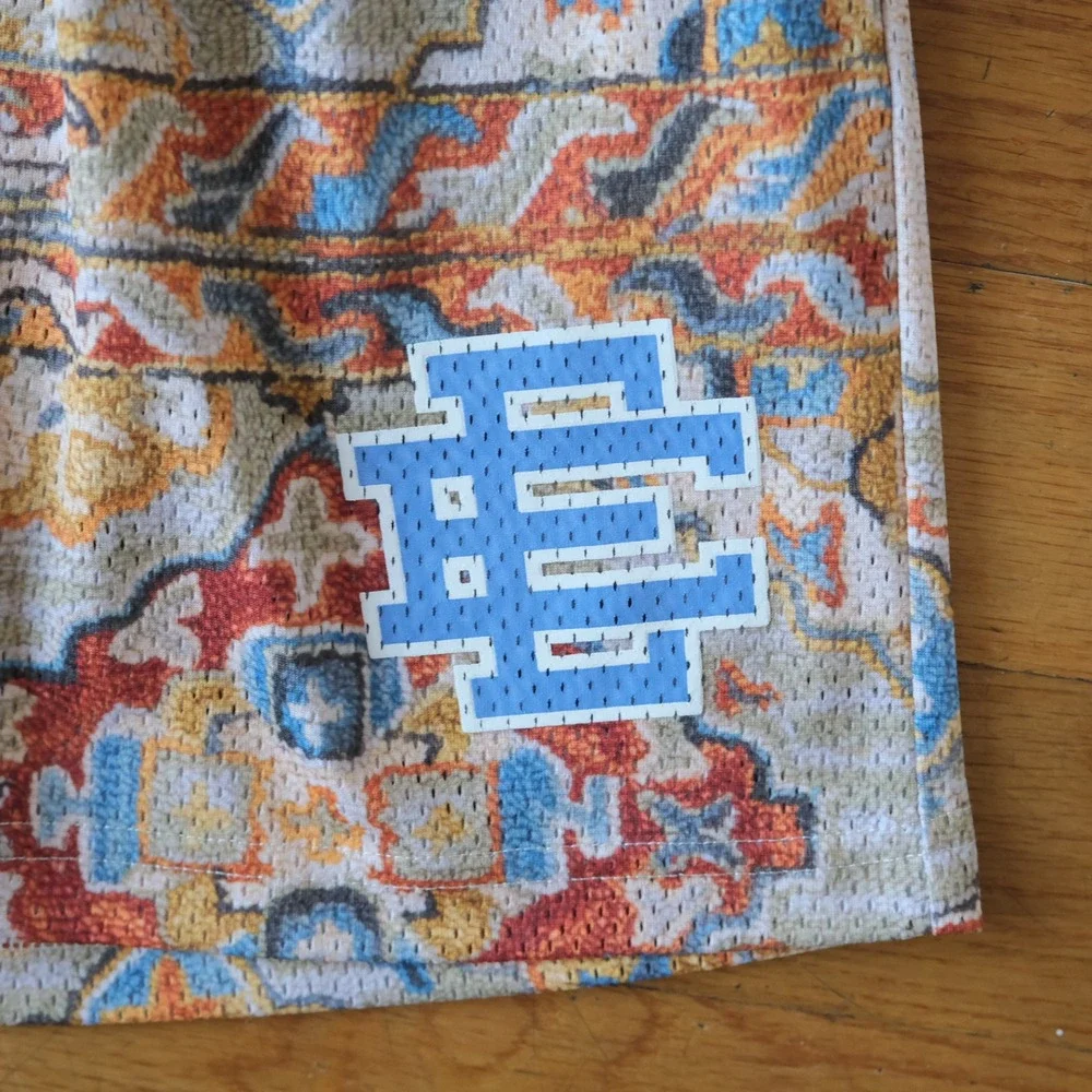 Eric Emanuel Shorts Mens Multi Tapestry Print Mesh Streetwear XXL Basic
